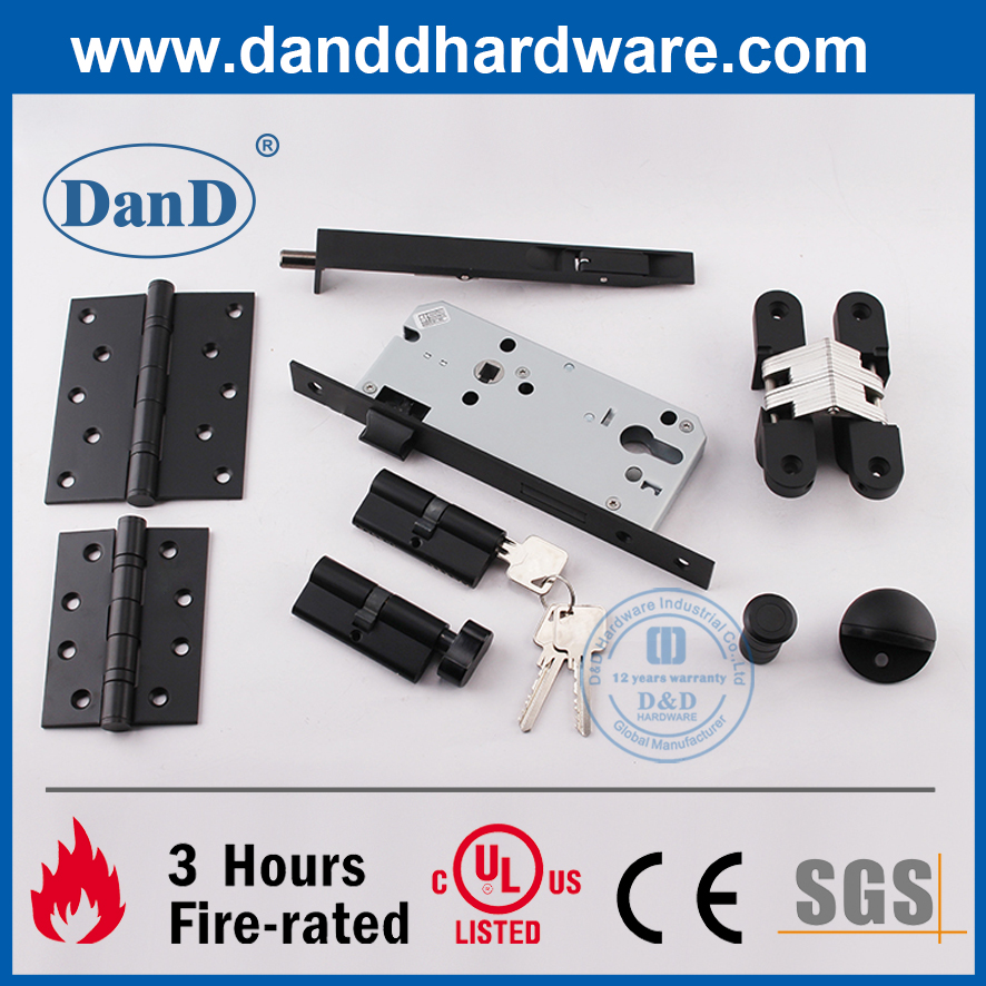 Serrure de porte mortaise noire en acier inoxydable pour porte pivotante Porte-DDML016
