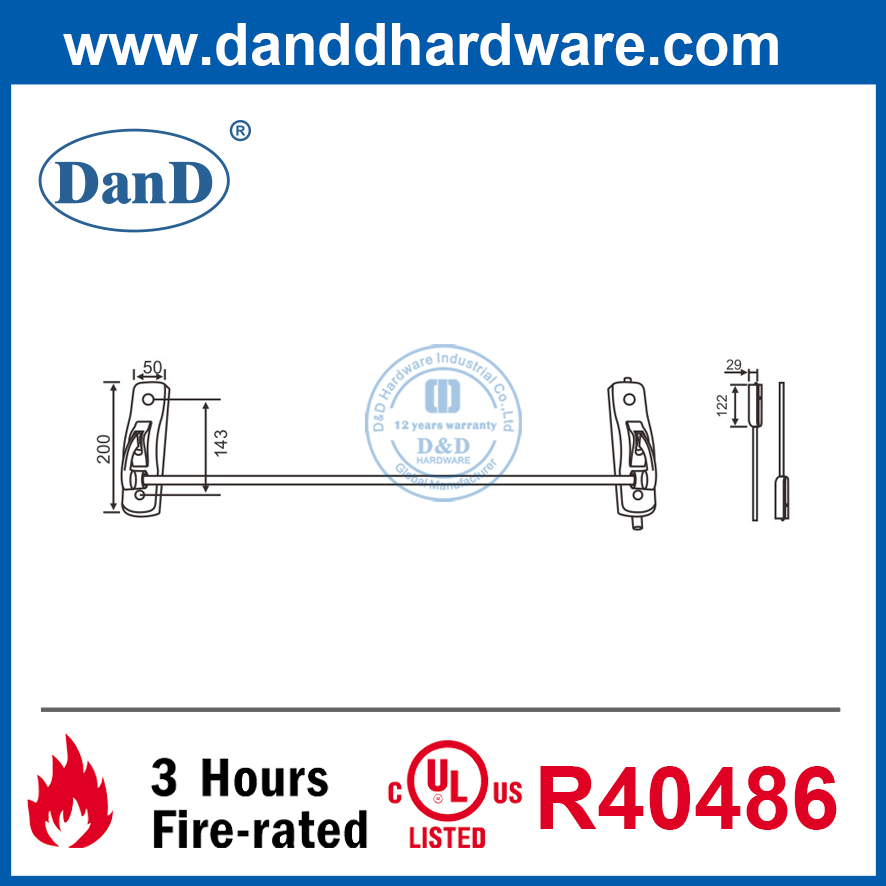 Dispositif de sortie panique en acier inoxydable 304 pour la porte d'urgence - DDPD010